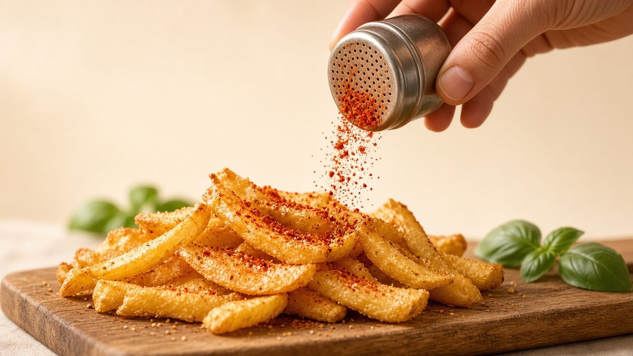 Crisp chips with a spicy seasoning