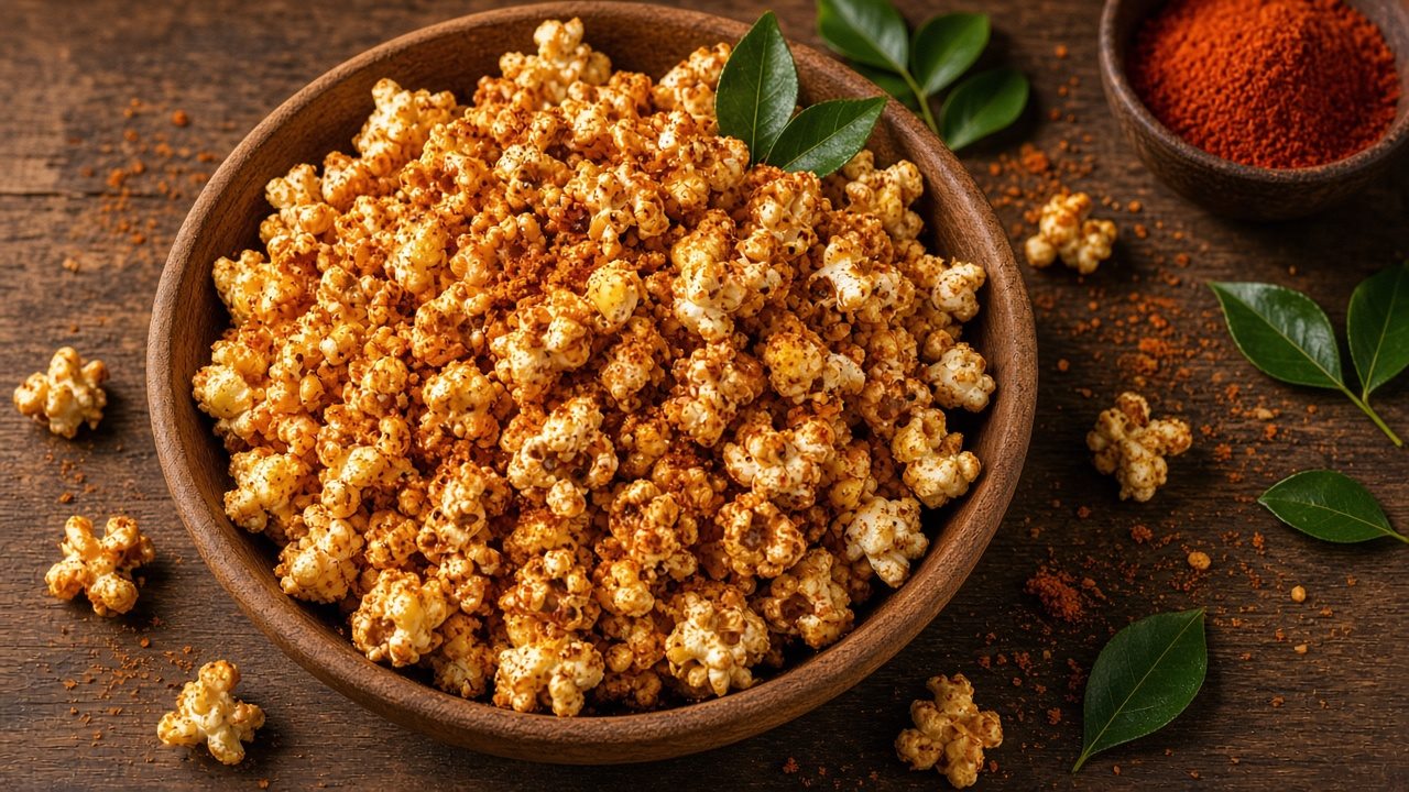 Masala popcorn in a bowl